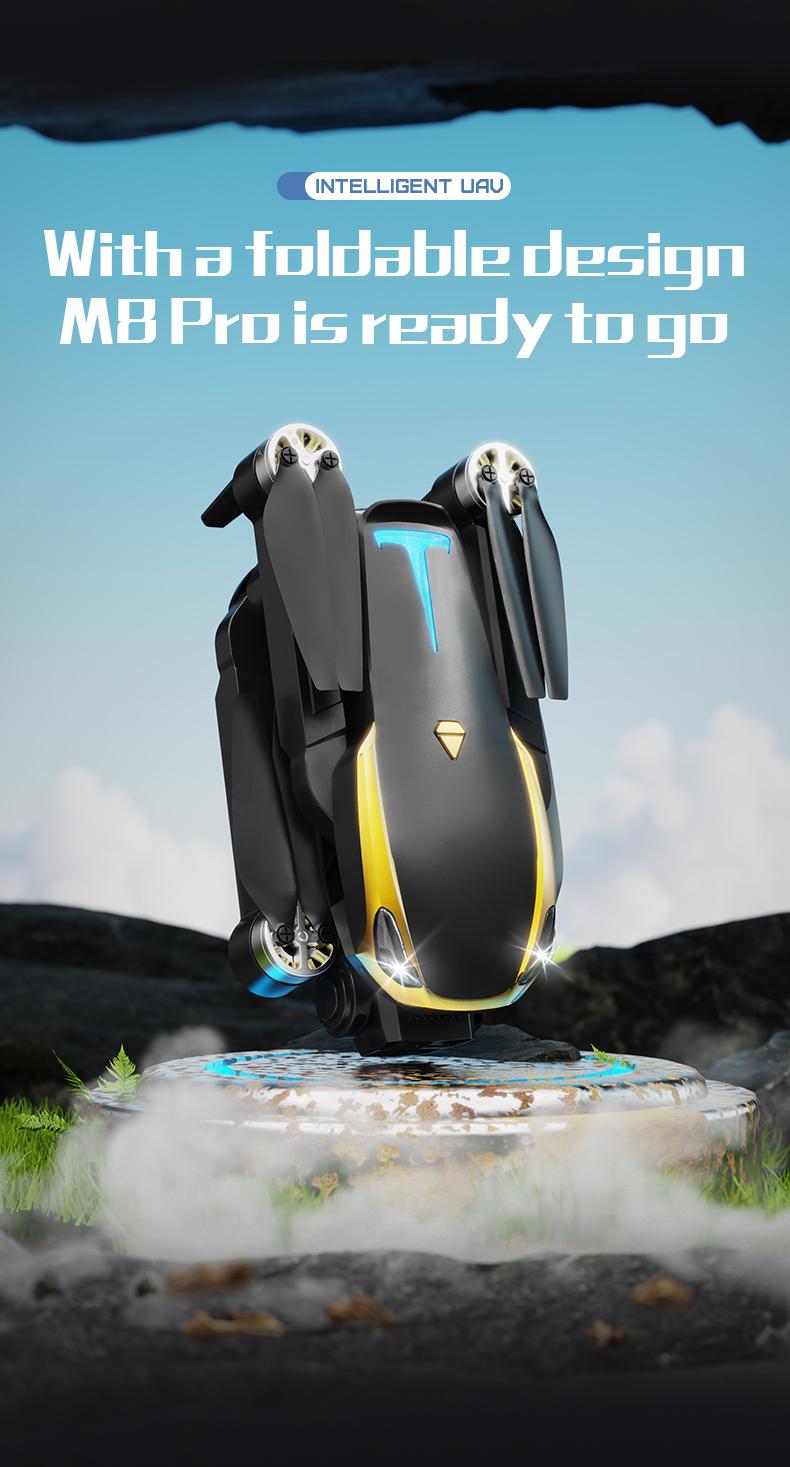 Aerial Drone M8 Pro 2026 - GPS Positioning, 4K UHD EISCamera, 5G WiFi FPV, Brushless Motors, Optical Flow Hover,Intelligent Obstacle Avoidance, Auto Return, 360° Stunt Roll,Two Batteries