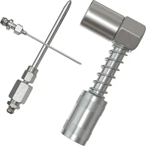 1 set Grease Gun Accessory Kit, 90 Degree Coupler,  Grease Injection Needle with Cap,Needle Nozzle, for Hard to Reach Grease Zerk Fittings