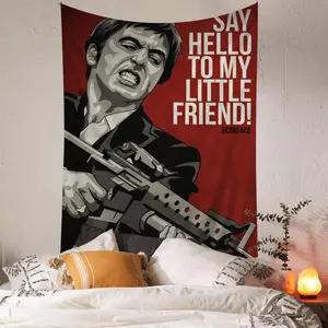 60inx40in Movie Scarface Cartoon Tapestry Art Science Fiction Room Home Decor Wall Hanging Sheets