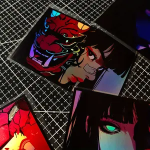 1PC JDM girl pattern car sticker, laser engraved demon mask sticker - Hosho mask Noh art horror Japanese style for cars, motorcycles and skateboards