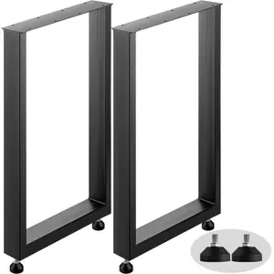 fathersdaygift VEVOR Set of 2 Steel Table Legs, 28''Height 24''Wide Dining Table Legs, Heavy Duty 3.1 Width Box Section Square Table Legs, 28x24x3.1 Inch Black Color Industrial Country Style Metal Dining Legs