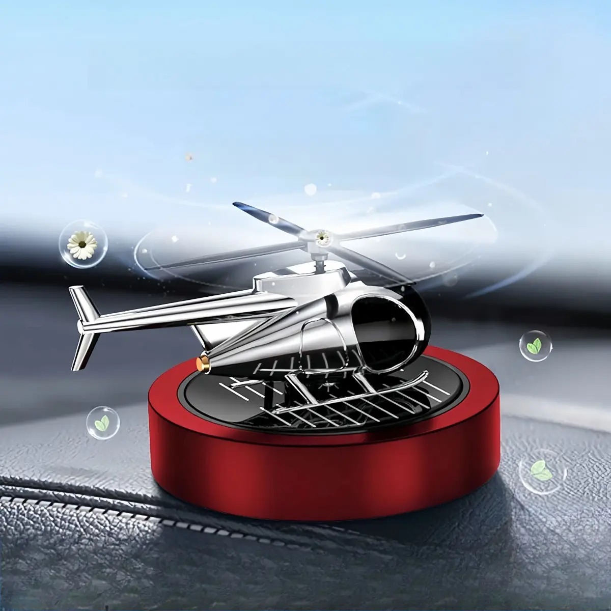 Solar Helicopter Car Aromatherapy Decor, Solar Energy Rotating Helicopter Design Aromatherapy Diffuser Car Air Freshener Essential Oil Diffuser Small Aromatherapy for Car Office