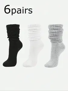 Women's Solid Color Mid-Calf Socks, Casual Fitted Crew Socks, Knit Split Toe, All Seasons, Versatile and Stylish