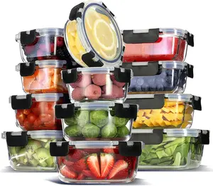 24pc Glass Storage Containers with Lids, 12 Set Glass Food Storage Containers with 12 Airtight Lids, Pantry Kitchen Meal Prep Containers for Lunch,Top tiktok product, Harmful, politics, Guarantee, Replica, Superlative,Freezer Storage Containers, Oven Safe