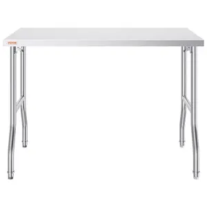 VEVOR Folding Commercial Prep Table, 48x 24 Inch Commercial Worktable Workstation, Heavy-duty Stainless Steel Folding Table with 300 lbs Load, Kitchen Work Table, for Home Kitchen Restaurant Garage
