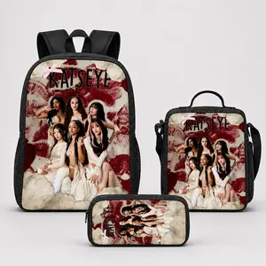 KATSEYE Backpack Set 3Pcs School Bag Lunch Bag Pencil Case 600D Oxford Large Capacity Lightweight Back To School Gift For Girls Teens Students