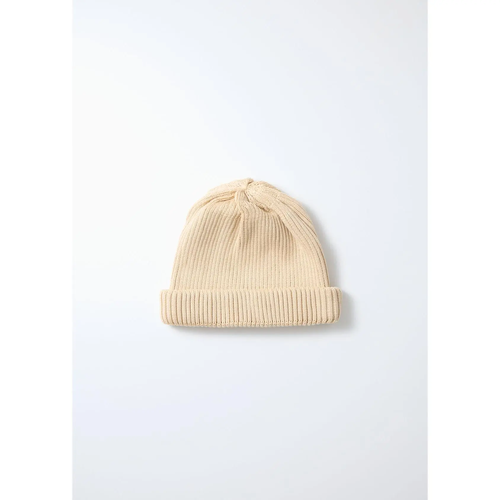 Cotton Roll Up Beanie Raw Beige