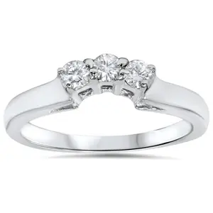 14K 1/4ct Diamond Wedding Anniversary Curved Guard Ring