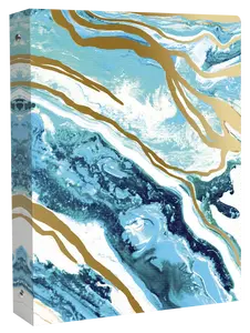 Binder Geode - Marbled Design in Blue White and Gold Colors Durable Binder Material Versatile for Crafting and Documentation 10" x 11.5" 1.5" Width 1" Metal Rings Inside Strong Sturdy Laminate Material