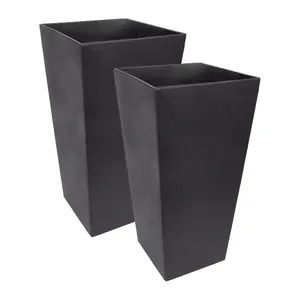 Tierra Verde 2 Pack Indoor Outdoor 28 Inch Self Watering Planters, Sonata, Black