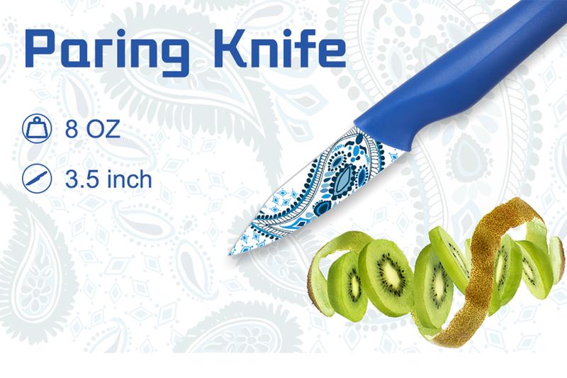 Astercook Paisley Knife Set Kitchen Block Rustproof Stainless Steel & Scratch-Resistant PP, Perfect Gift Idea Springtok Multicolor