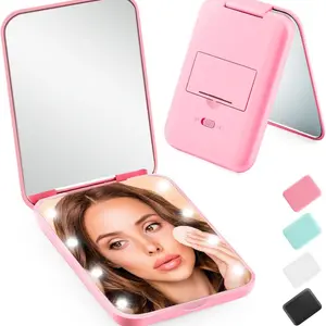 Mirror - CompactMirror Double Sided 1x/3x Magnifying forTravel,with Lighted Hand Mirrorfor Beauty, Skincare, Touch-Up, Home & On-the-Go | Compact Pink Pocket Mirror  for Her Everyday Essential