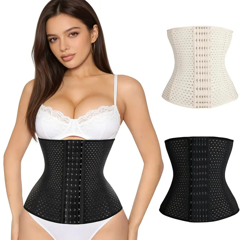 Women's Steel Boned Underbust Corset for Waist Training, 6-Hook Tummy Control Shapewear Cincher, Sizes XS-3XL, Corset Waist Shaping, Casual, Sequins, Lacy, Polyester, Plus Size, Waist Trainers
