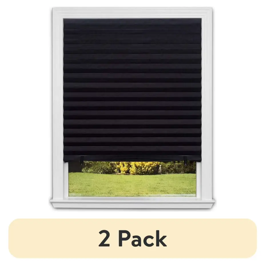 Blackout Pleated Paper Windowshades - 2-Pack Black Blackout Window Cover, 36 x 72 in Blackout Pleated Paper Windowshades - 2-Pack Black Blackout Window Cover, 36 x 72 in