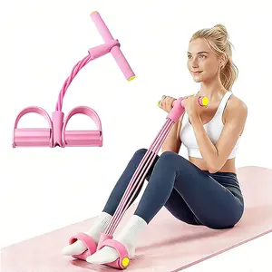 Pedal Resistance Band 6 Tube | Detachable Adjustable Resistance | Durable Latex Pull Rope | Full Body Workout Home Gym | Sit Up Yoga Abdomen Trainer for Women Men Ab Exercise Roller