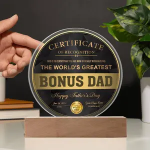 Bonus Dad-Certificate Of Recognition-Decorative Acrylic Plaque