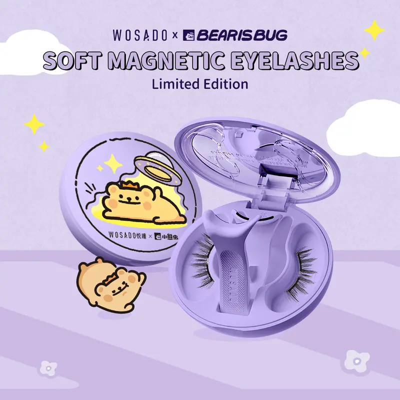Wosado Soft Magnetic Eyelashes All-in-One Box, BearisBug Limited Edition Magnetic Eyelash Extensions, Eyelashes Tools Waterproof, Reusable, Glue-Free, Eyeliner-Free Makeup Cosmetic