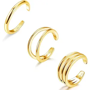 Cassieca Toe Rings for Women Trendy Thin Band Toe Rings Set Beach Foot Jewelry for Summer Open Adjustable Toe Rings