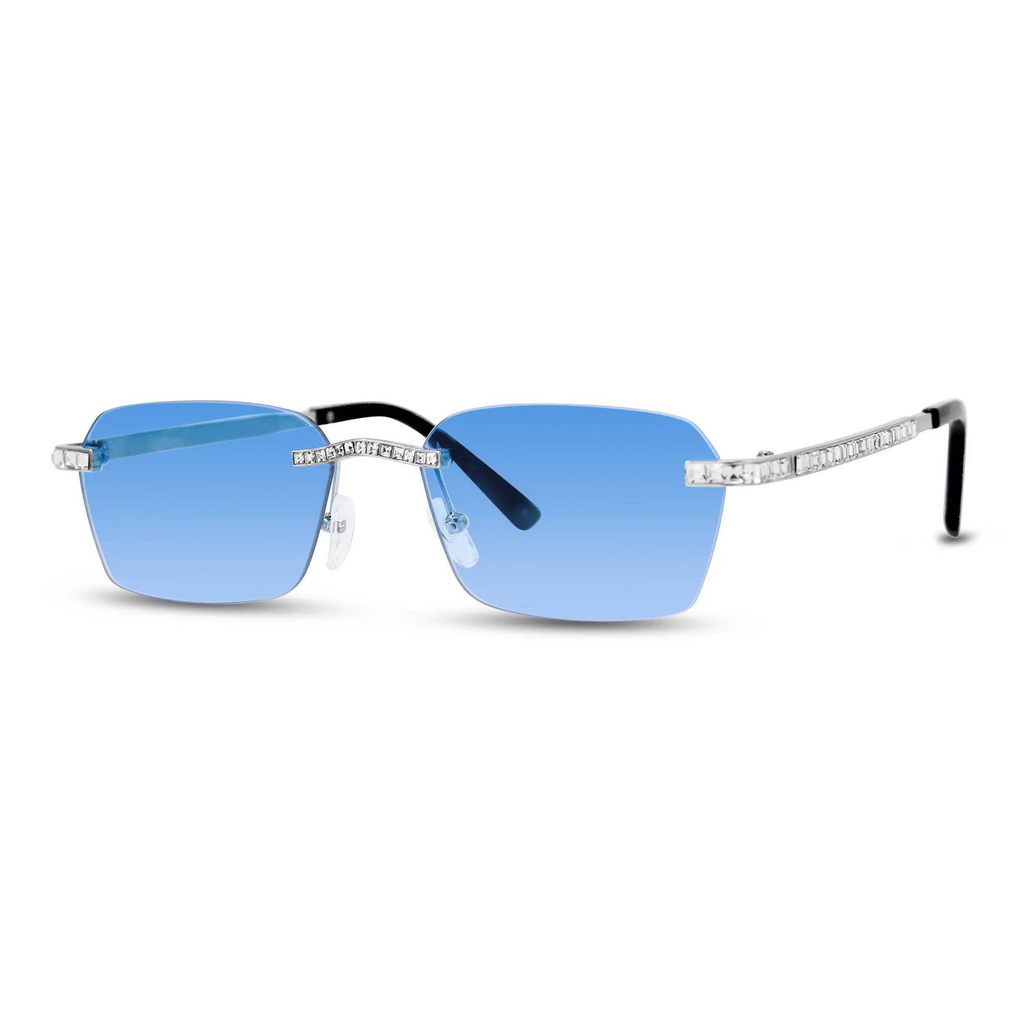 Tiffany & Co. Rimless Octagon Sunglasses -Rubedo frame, Blue Lenses Chrome Hearts HOLE SHOT Sunglasses BS-S Brushed Silver/Blue  main image 4