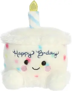 Adorable Palm Pals Happy B'Day Cake Stuffed Animal - Fun Collectible Plush for Kids and Adult Collectors - Perfect for Decorating Rooms and Birthday Gifts - White 5.5 Inches