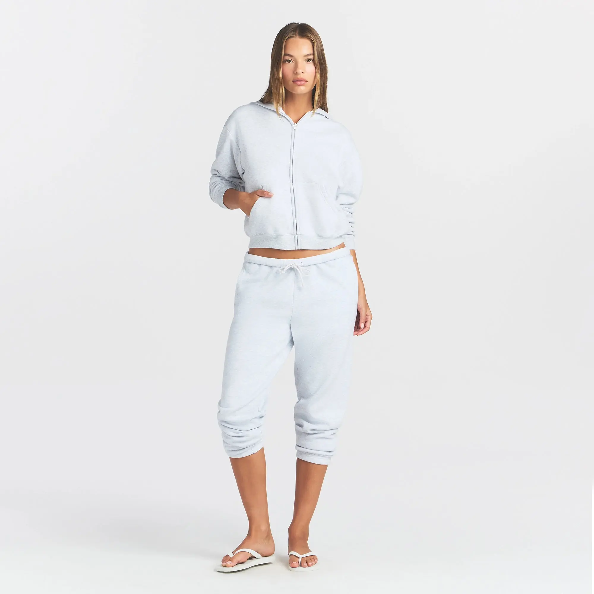 SKIMS COTTON FLEECE CLASSIC ZIP UP HOODIE