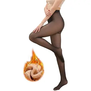 2025 Newest Women's Fleece Lined Tights Fake Translucent Pantyhose Thermal Footed Sheer Tights Opaque High Waisted Winter Leggings