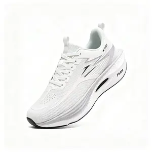 Women’s Lightweight Fabric Carbon Plate Sneakers, Low-Top Lace-Up Shoes with Breathable Shock-Absorbing Design, Rubber Sole for Walking, Running