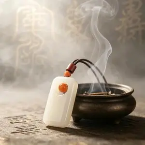 Yang Energy Blessing Jade Pendant with Red Dot Bead | Dissolve Misfortune, Guard Against Evil, Stabilize Luck & Attract Auspiciousness