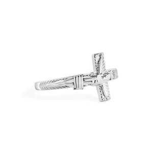 925 Sterling Silver Cross Jesus Christ 2.6mm Ring
