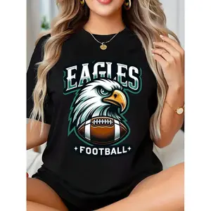 Eagles Football Team Graphic Shirt For Women And Men, Eagle Head With Football Design, Sports Fan Apparel For Game Day And Casual Wear,