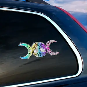 Mysterious Moon & Stars Car Sticker, Glitter Diamond Material, Self-Adhesive No Residue, Easy Install, for Cars Trucks Motorcycles Windows Laptops