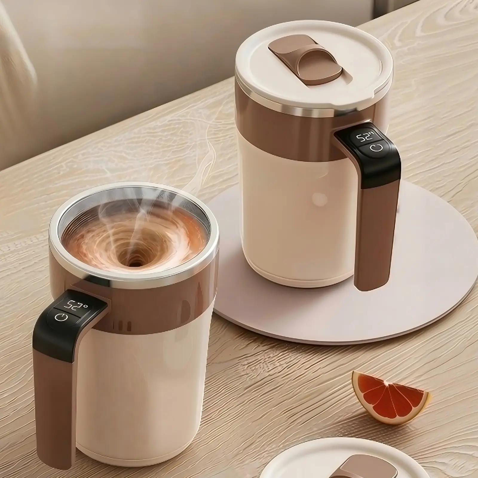 Automatic Coffee Stirring Mug – Magnetic Self Stirring Cup with Temperature Display, Easy Cleaning, Rechargeable Mixing Tumbler for Coffee and Drinks