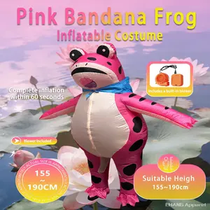 Adult Inflatable Frog Costume, Perfect for Carnival, Halloween, Christmas, Easter, Party Wear, Men's Festive, Bright Scarf Included