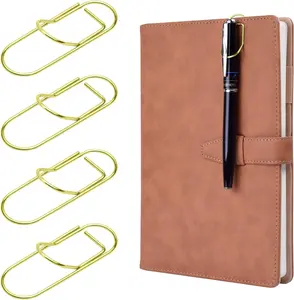Pen Clip, 12 Pack Stainless Steel Pencil Clip Holder for Notebook, Books, Journal, Clipboard, Paper, etc. - Fits Almost Any Pen Size (Gold)
