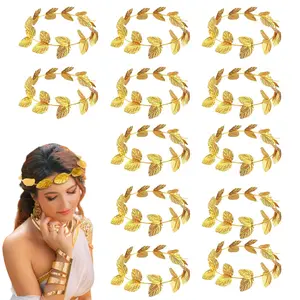 Pack of 12 Costume Headpiece, Stunning Golden Leaf Headband for Christmas and Roman Festivities, Perfect Headpiece for Brides, Golden Laurel Crown Headband, Lightweight Greek Goddess Headband