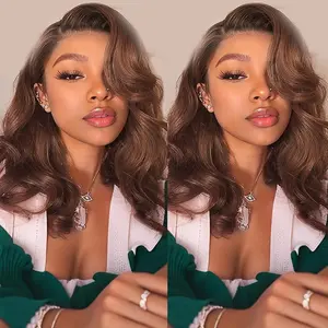 Chocolate Brown Bob Wig Human Hair Glueless Wigs Human Hair Pre Plucked Pre Cut Body Wave 5x5 Lace Closure Wigs 250 Density 100% Brazilian Virgin Hair Brown Wig for Black Women