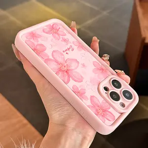One Pink Floral Pattern Phone Case, Shockproof and Drop-Resistant Protective Cover, Full Coverage Pink TPU Case Suitable for iPhone XR 11 12 13 14 15 16 17Series, Unique Design