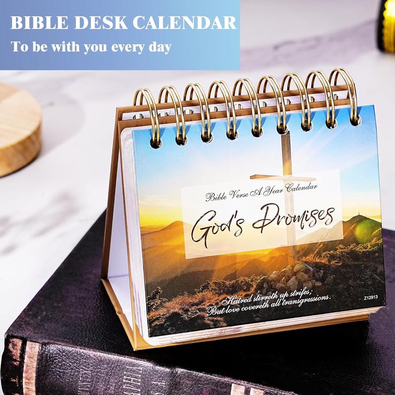 2025 Desk Calendar - Daily Bible Quotes - 4.9" x 4.5" - Undated - 366 Days of Inspiration