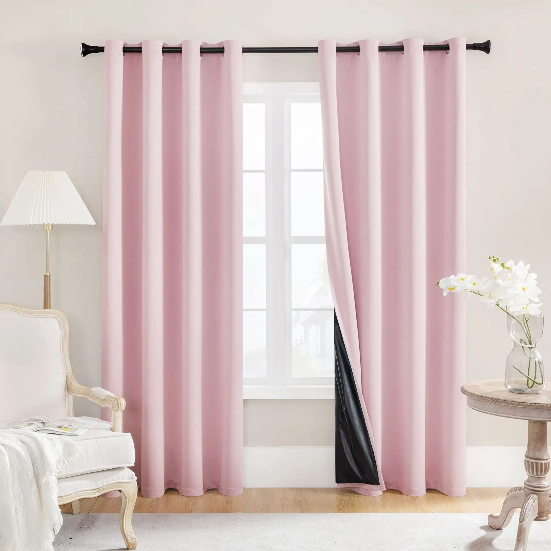 Modern Ring-Punched Light Curtain, 100% Polyester Fiber, All-Seasons Shade Curtains, Suitable for Living Room, Bedroom, Bathroom, Balcony