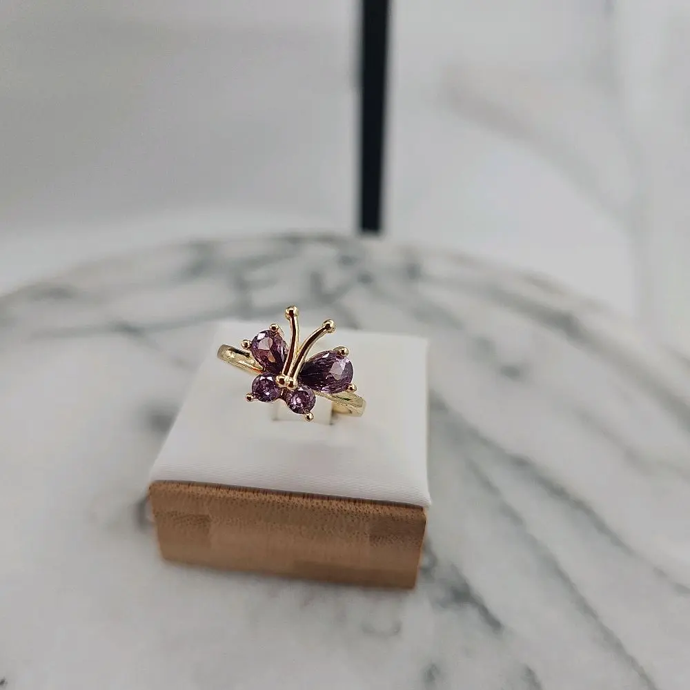 (R99) beautifull butterfly ring purple color adjustable