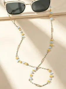 Boho Style Irregular Stone Clover Beaded Glasses Chain for Women, Anti-Loss Eyewear Strap, Unique Fashion Accessory, 1pc
