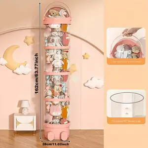 Fashion plush toy storage bucket, transparent visual pulley can be stacked, children's doll doll