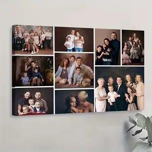 2D Flat,1pc Custom Canvas Painting - Personalized Collage Wall Art with Wooden Frame, Modern Family Portrait And Couple Gift, Suitable for Living Room, Bedroom, Or Home Office Decor, Classic Wall Mural - Wrapped Canvas, Perfect Christmas Gift