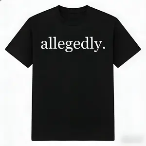 "allegedly" Print Round Neck Tee, Casual Short Sleeve Crew Neck T-shirt for Summer, Fashion Women's Top for Daily Wear, Graphic Tees, Summer Tops  Golf Gift T-Shirt For Men and Women