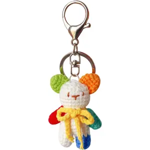 Bear Keychain Handmade Crochet Pendant Cartoon Animal Car Key Backpack Handbag Charm Creative Funny Gifts for Couples(Colorful)  Valentine's Day gift