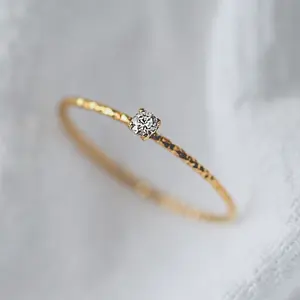 Fashion Women Gold Plated CZ Thin Texture Band Ring Joint Ring Size 6-9