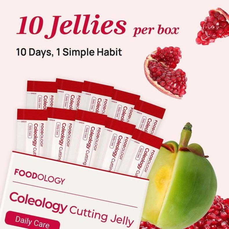 FOODOLOGY Coleology Cutting Stick Jelly – Garcinia Cambogia HCA, Chia Seeds, Pomegranate Flavor Korean Supplement – 10 Sachets