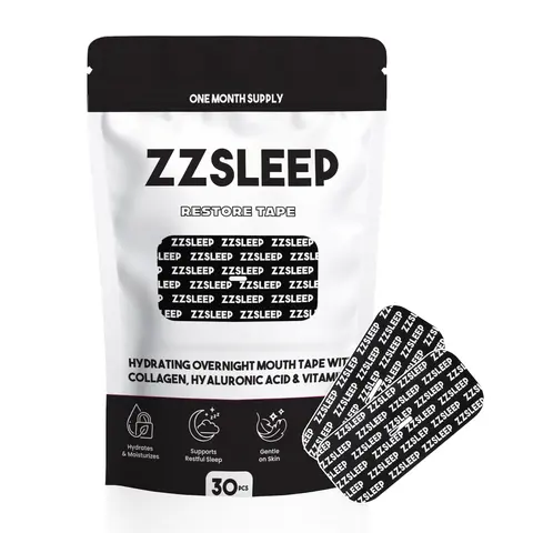 ZZSLEEP Restore Mouth Tape (30 Strips) – Hydrating Lip-Mask Center with Collagen, Vitamin E + Hyaluronic Acid – Breathable, Skin-Friendly Sleep Tape for Nasal Breathing & Restful Recovery