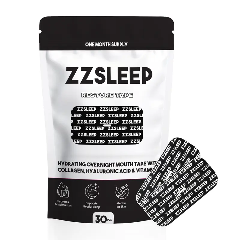 ZZSLEEP Restore Mouth Tape (30 Strips) – Hydrating Lip-Mask Center with Collagen, Vitamin E + Hyaluronic Acid – Breathable, Skin-Friendly Sleep Tape for Nasal Breathing & Restful Recovery