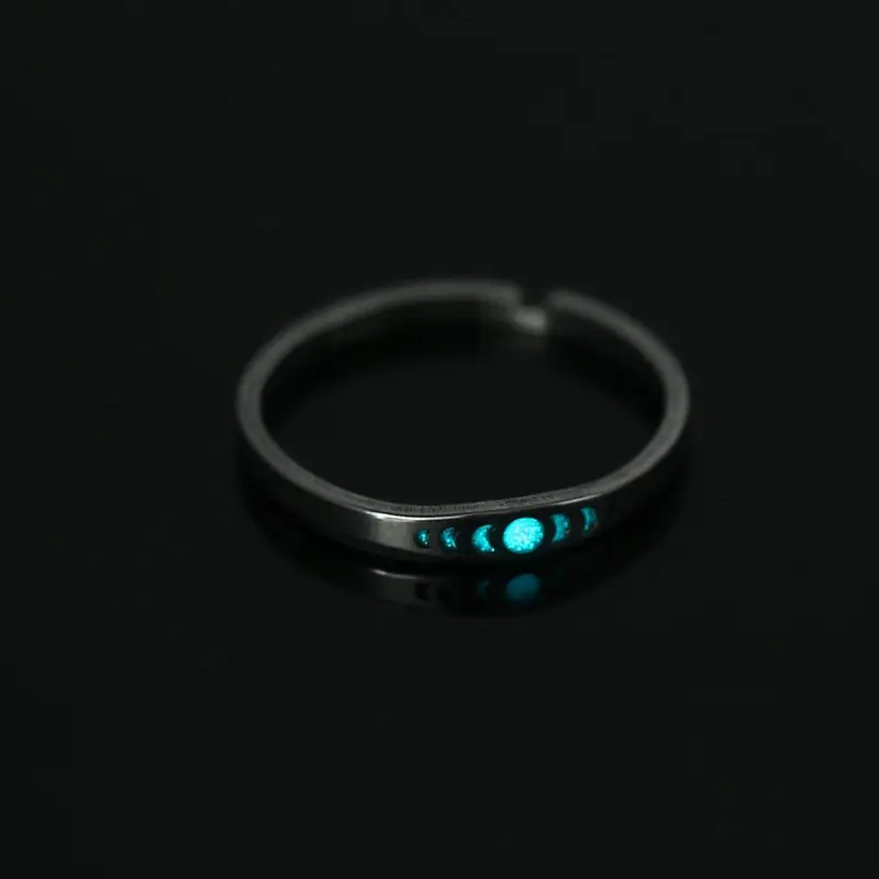 Stainless Steel Sun & Moon Design Luminous Ring, Fashion Accessories for Both Men & Women, Trendy All-match & Exquisite Jewelry for Birthday Gift